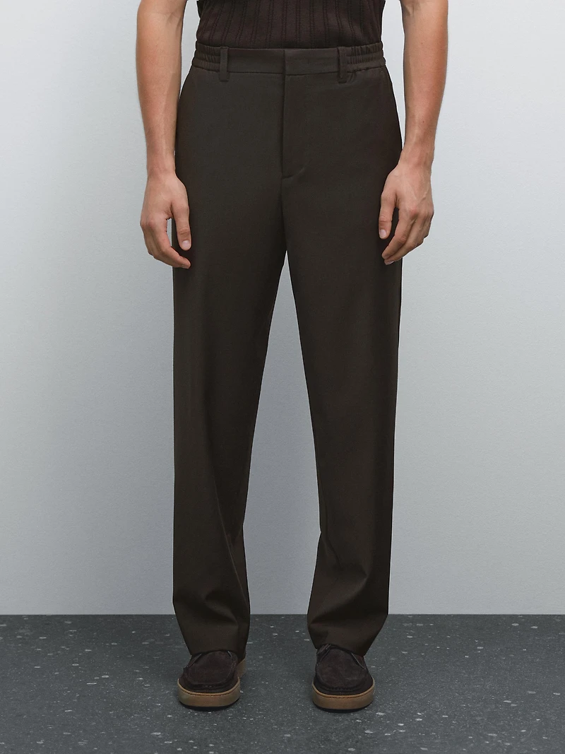 Wool blend jogger fit trousers