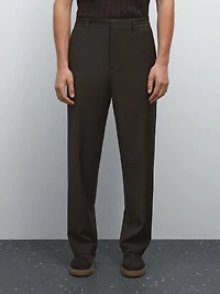 Wool blend jogger fit trousers