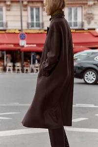 FAUX LEATHER COLLAR COAT