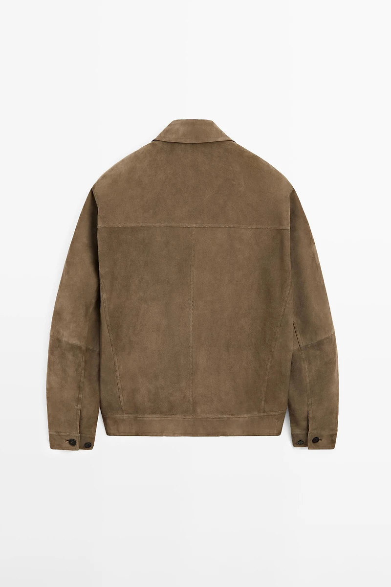 Distressed effect leather jacket with pockets