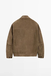 Distressed effect leather jacket with pockets