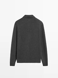 Wool blend knit polo sweater