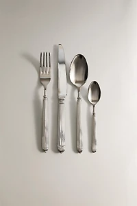4-PIECE RIBBED STEEL FLATWARE SET