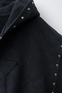 WASHED EFFECT STAR AND STUD HOODIE