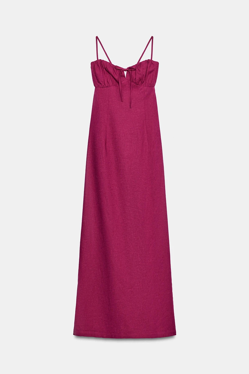 LINEN STRAPPY MIDI DRESS