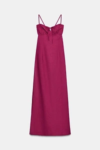 LINEN STRAPPY MIDI DRESS