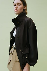 HIGH COLLAR JACKET WITH ADJUSTABLE WAIST