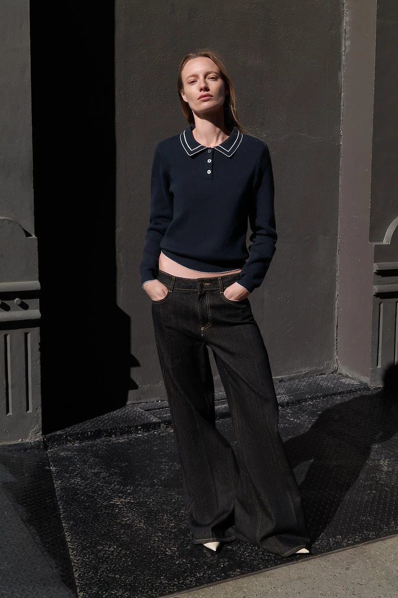 CONTRAST PIPING KNIT POLO SHIRT