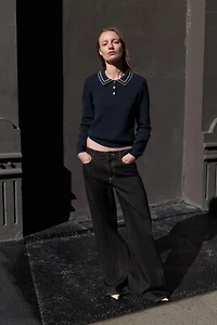 CONTRAST PIPING KNIT POLO SHIRT