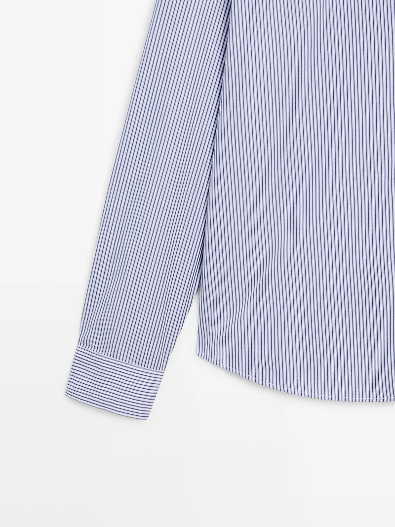 Regular fit striped poplin shirt