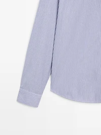 Regular fit striped poplin shirt