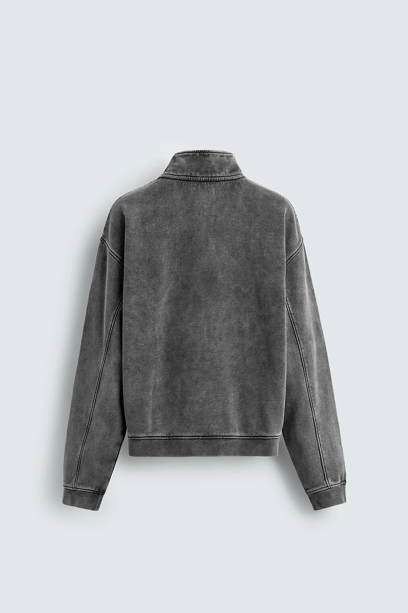 WASHED QUARTER-ZIP SWEATSHIRT