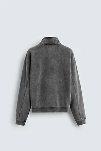 WASHED QUARTER-ZIP SWEATSHIRT