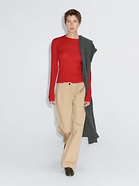 Long-sleeve cotton blend T-shirt