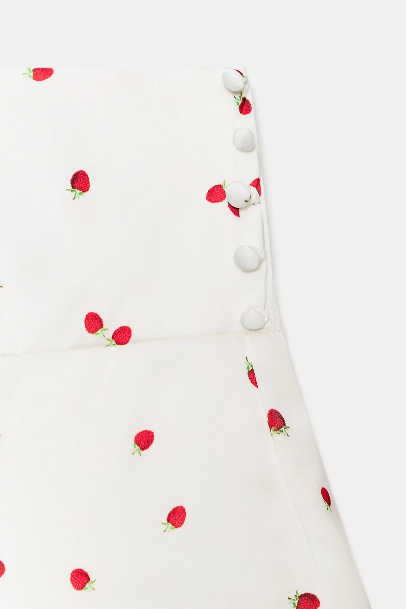 RUFFLED STRAWBERRY MINI SKIRT