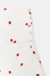 RUFFLED STRAWBERRY MINI SKIRT