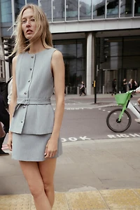 TWO-PIECE EFFECT SHORT CREPE DRESS