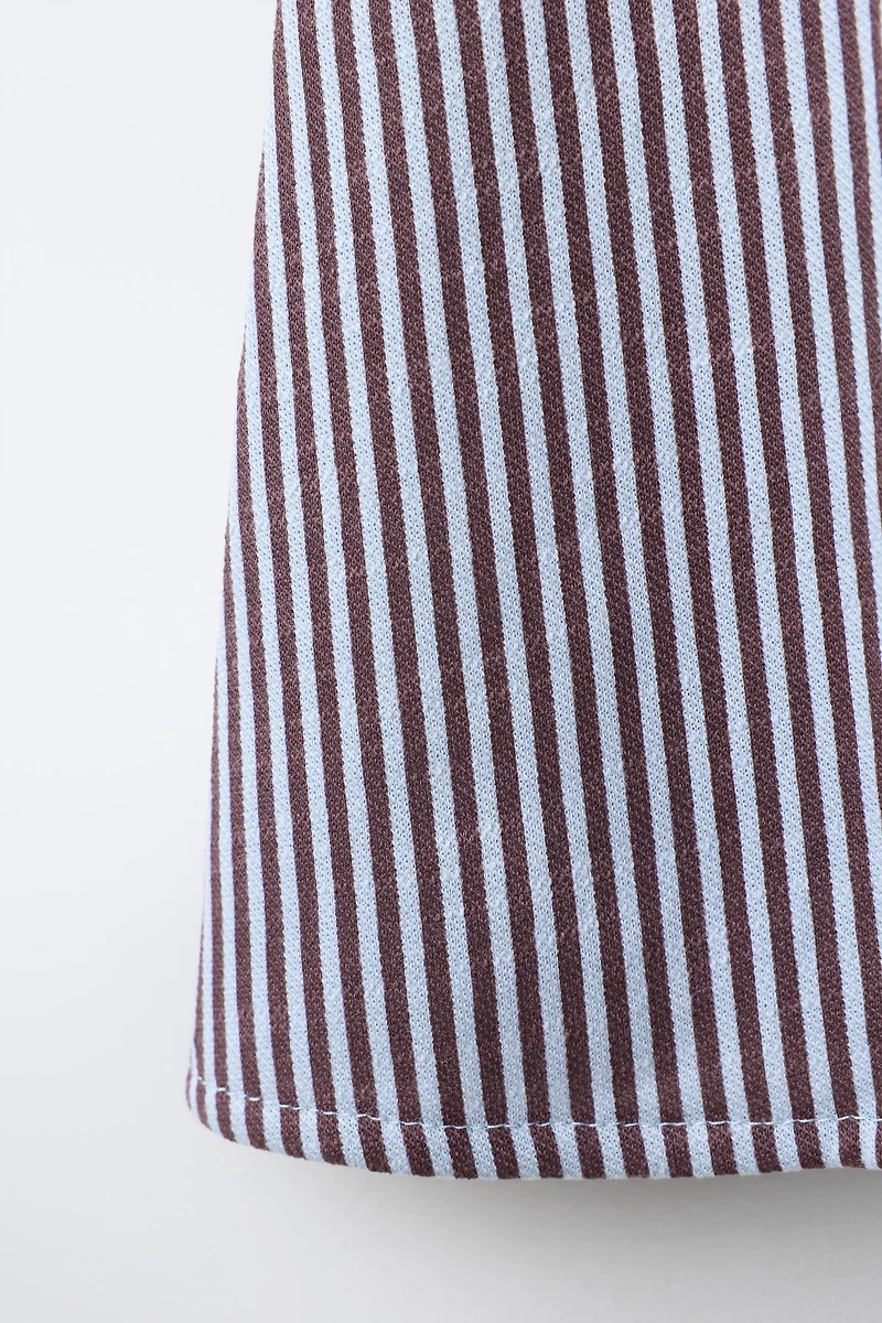 EMBROIDERED COLLAR STRIPED DRESS
