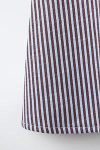 EMBROIDERED COLLAR STRIPED DRESS