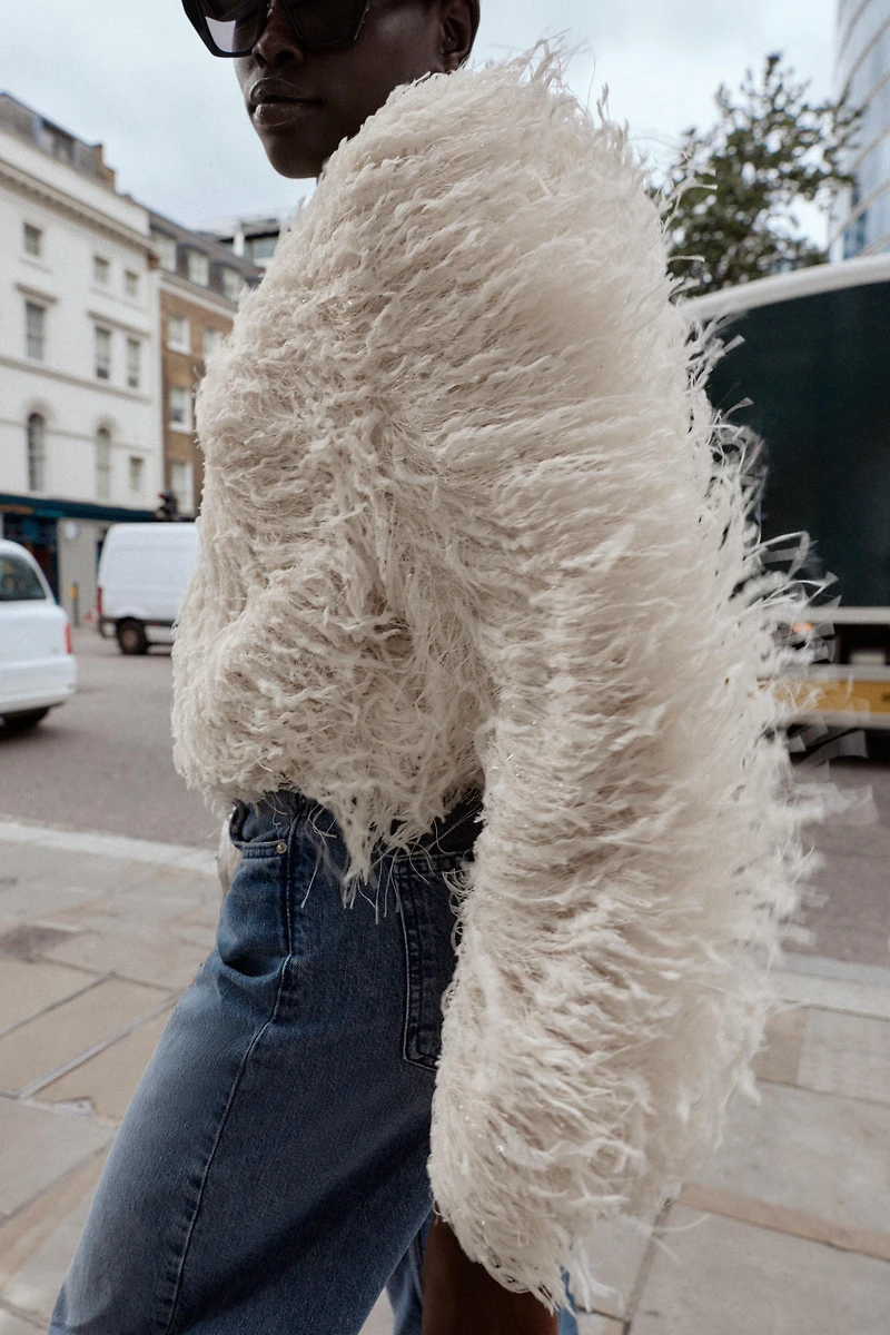 FEATHER FRINGE METALLIC THREAD JACKET