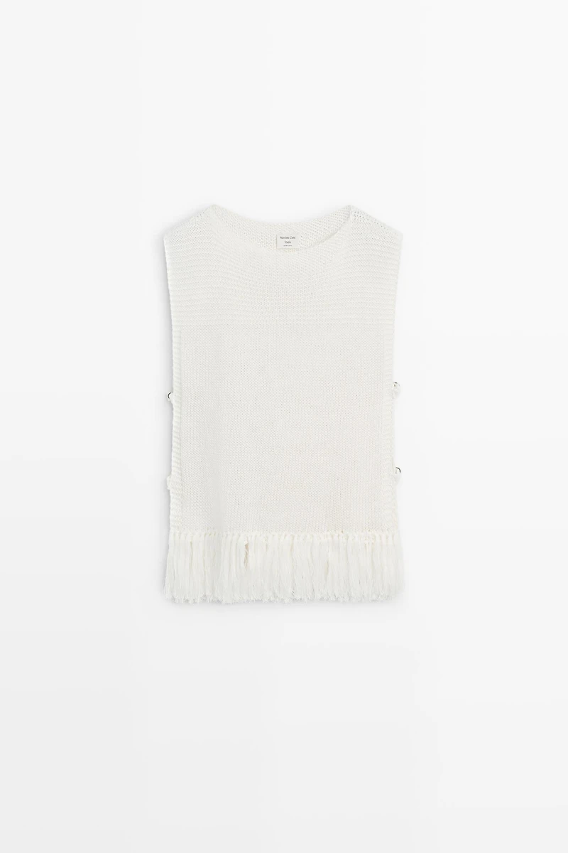 Fringe detail knit top - STUDIO