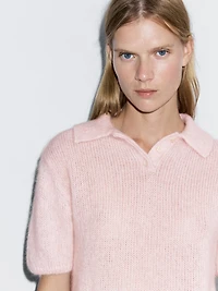 Pull polo en maille d’alpaga mélangé