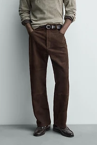 STRAIGHT FIT SUEDE LEATHER PANTS