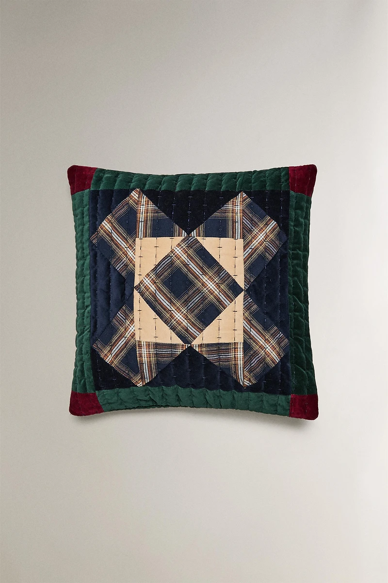 HOUSSE DE COUSSIN CROIX PATCHWORK