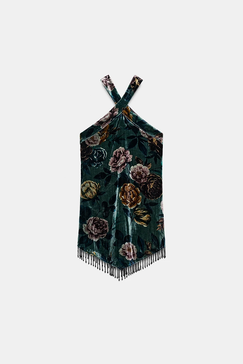 ROBE EN VELOURS ET FRANGES