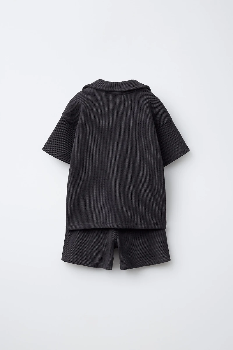 ENSEMBLE JOGGING POLO ET BERMUDA WAFFLE