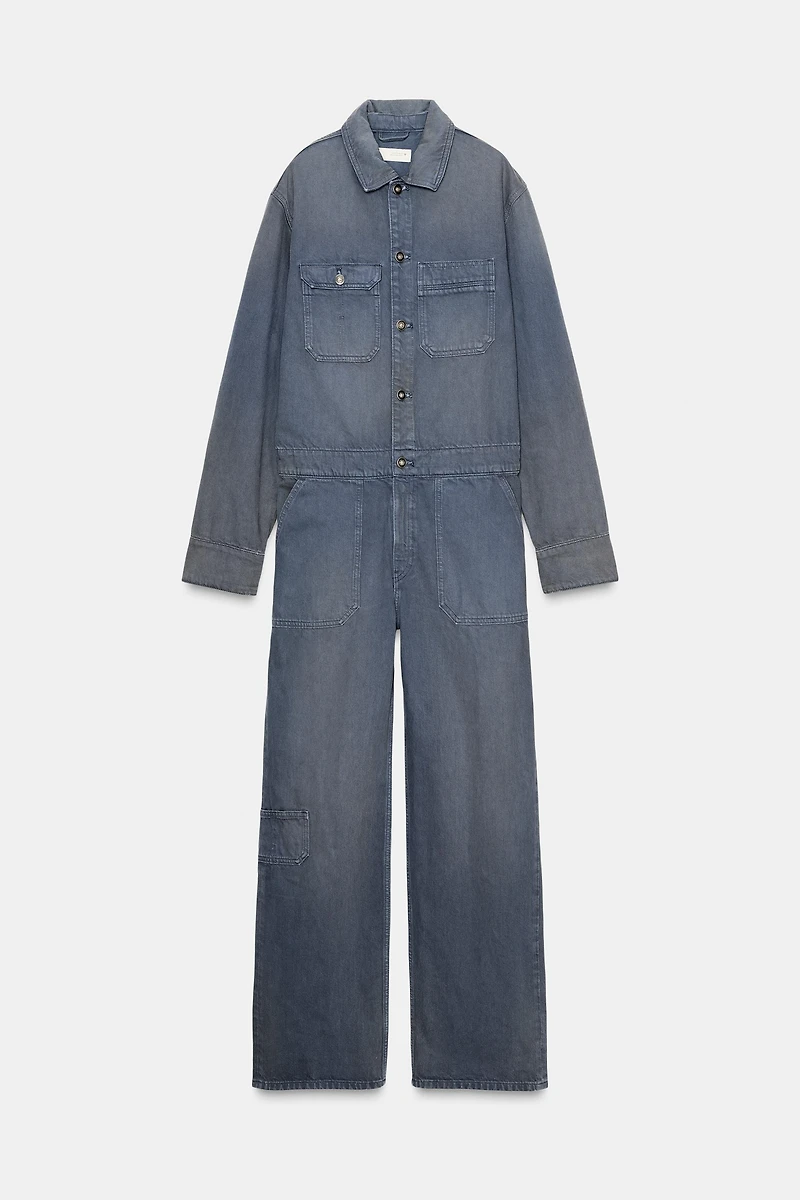 TRF WASHED EFFECT DENIM JUMPSUIT
