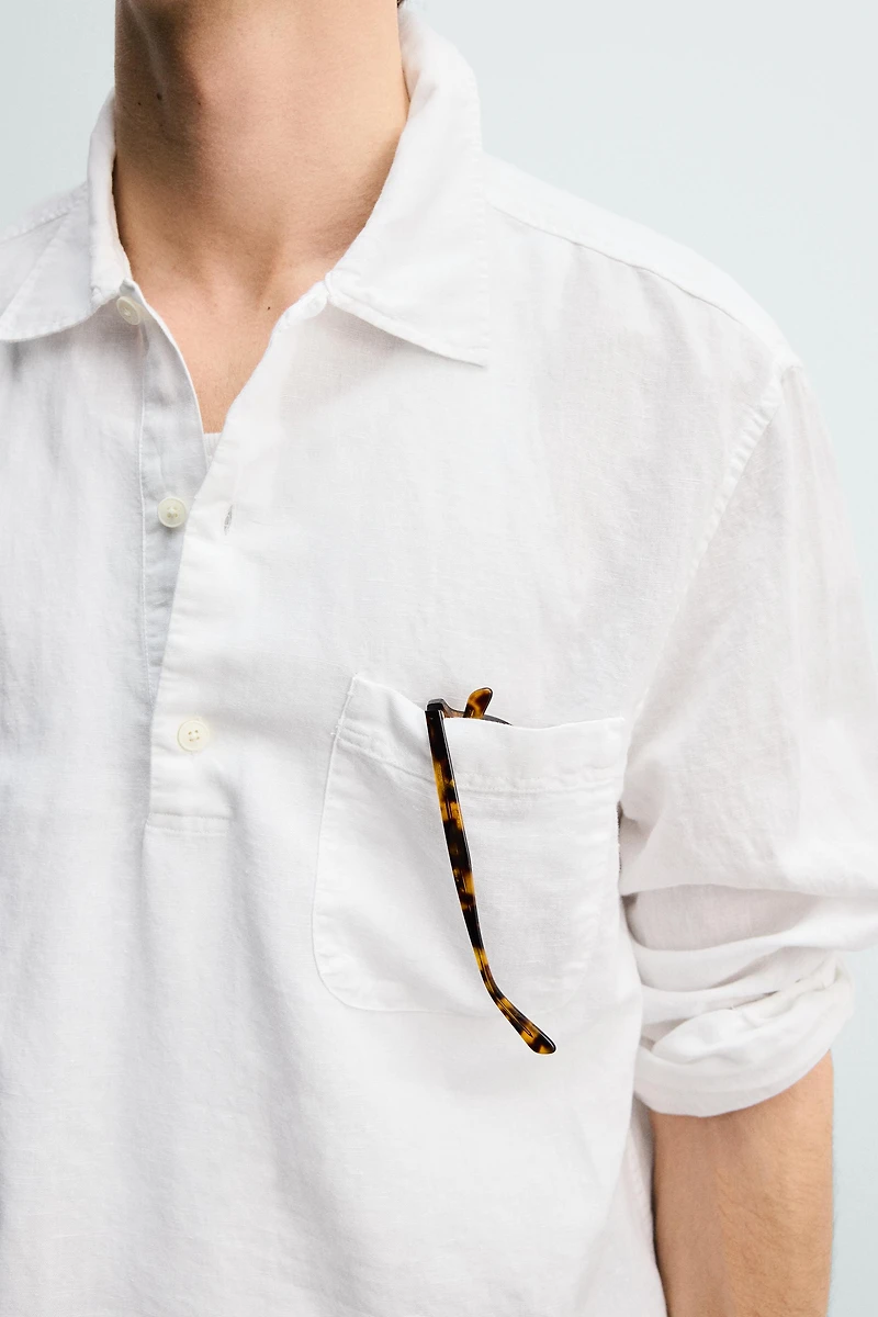 LINEN COTTON BLEND POLO SHIRT