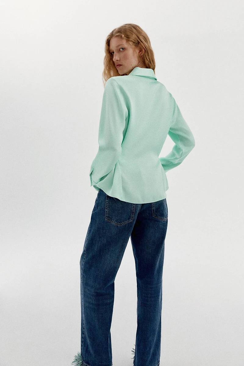 SATIN BACK-TIE SHIRT