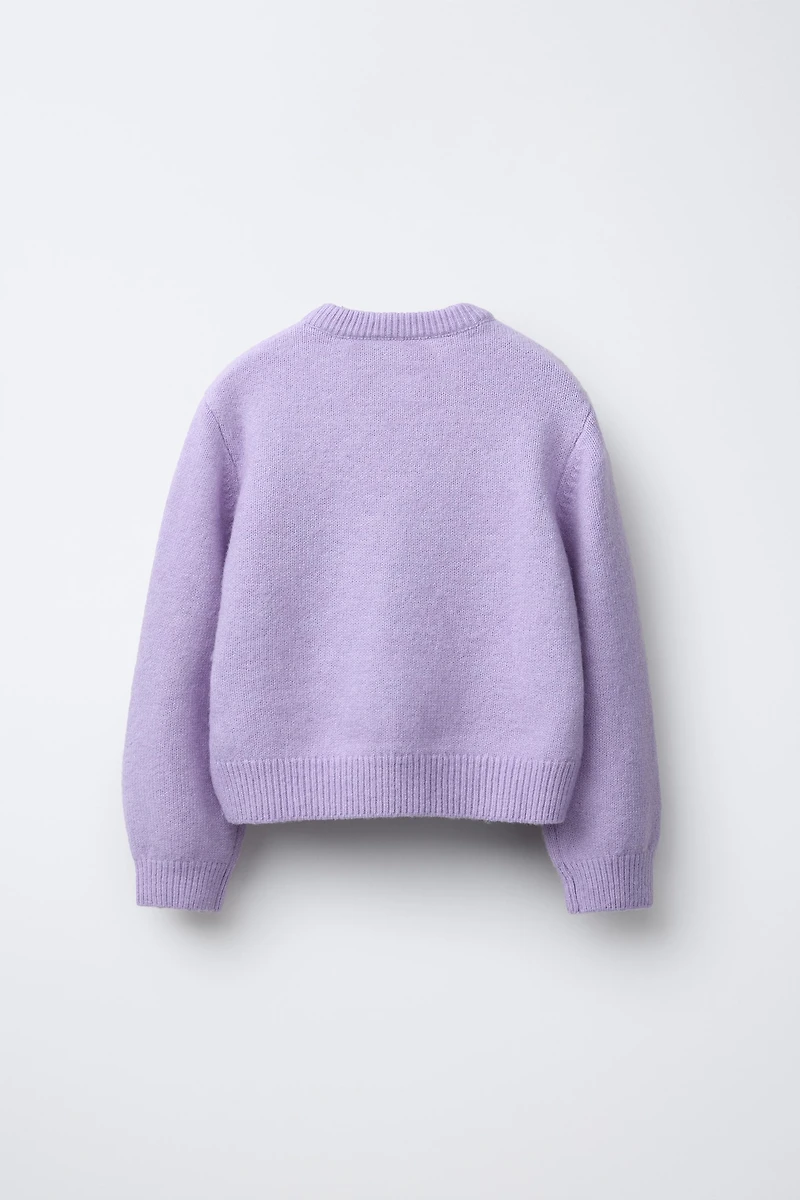 TULLE FLORAL KNIT SWEATER