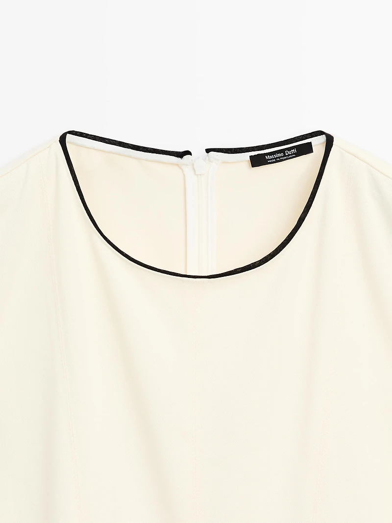 Flounce dress with contrast trims