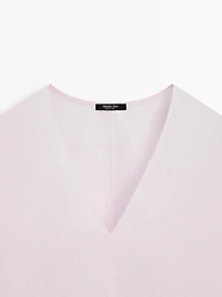 100% linen V-neck blouse