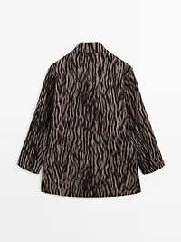 Wool blend animal print coat