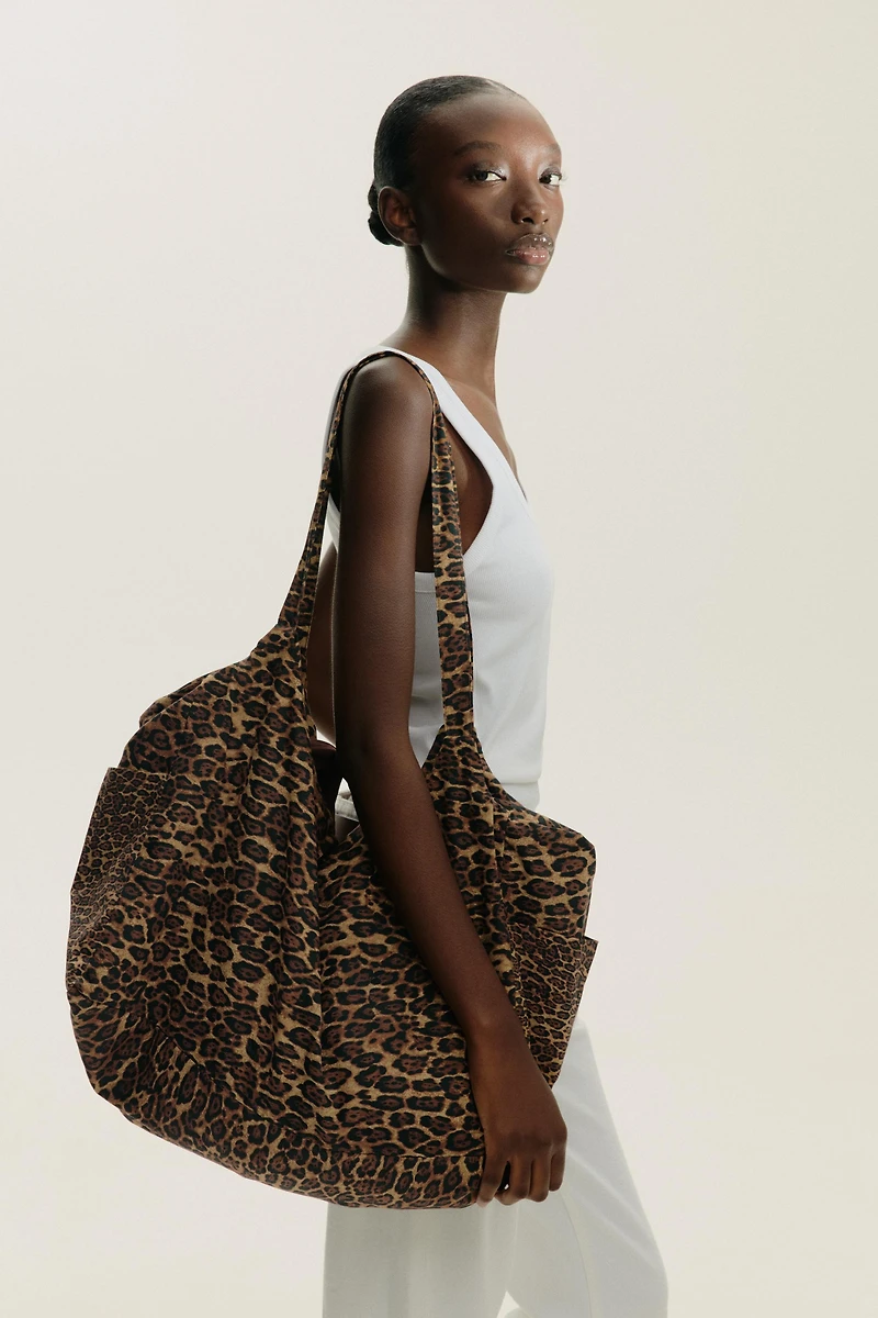ANIMAL PRINT COTTON MAXI BAG