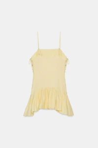RUFFLED POPLIN DRESS WITH DRAWSTRINGS