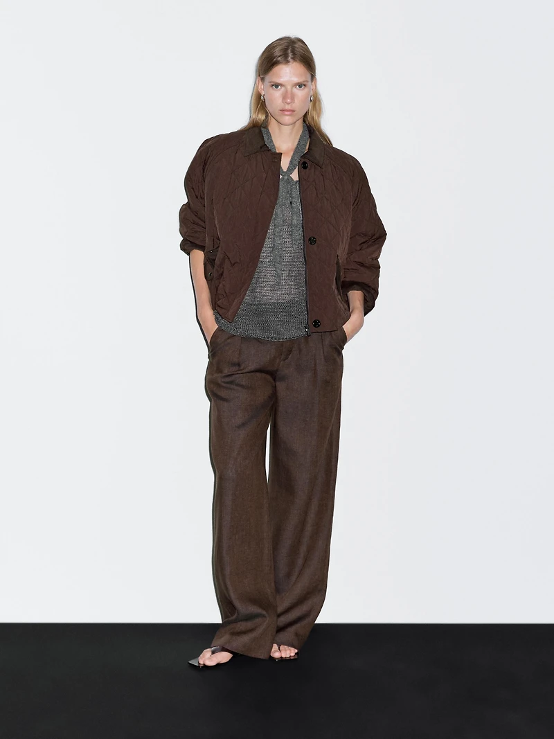 Short lightweight jacket with corduroy detail
