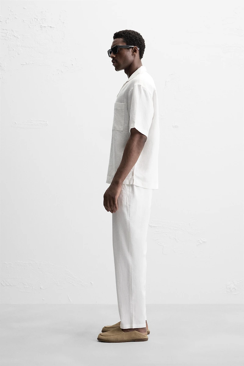 RELAXED FIT COTTON LINEN PANTS