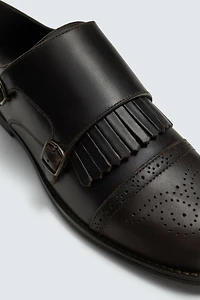 LEATHER DOUBLE BUCKLE SHOES