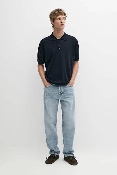 Polo en maille de laine mélangée