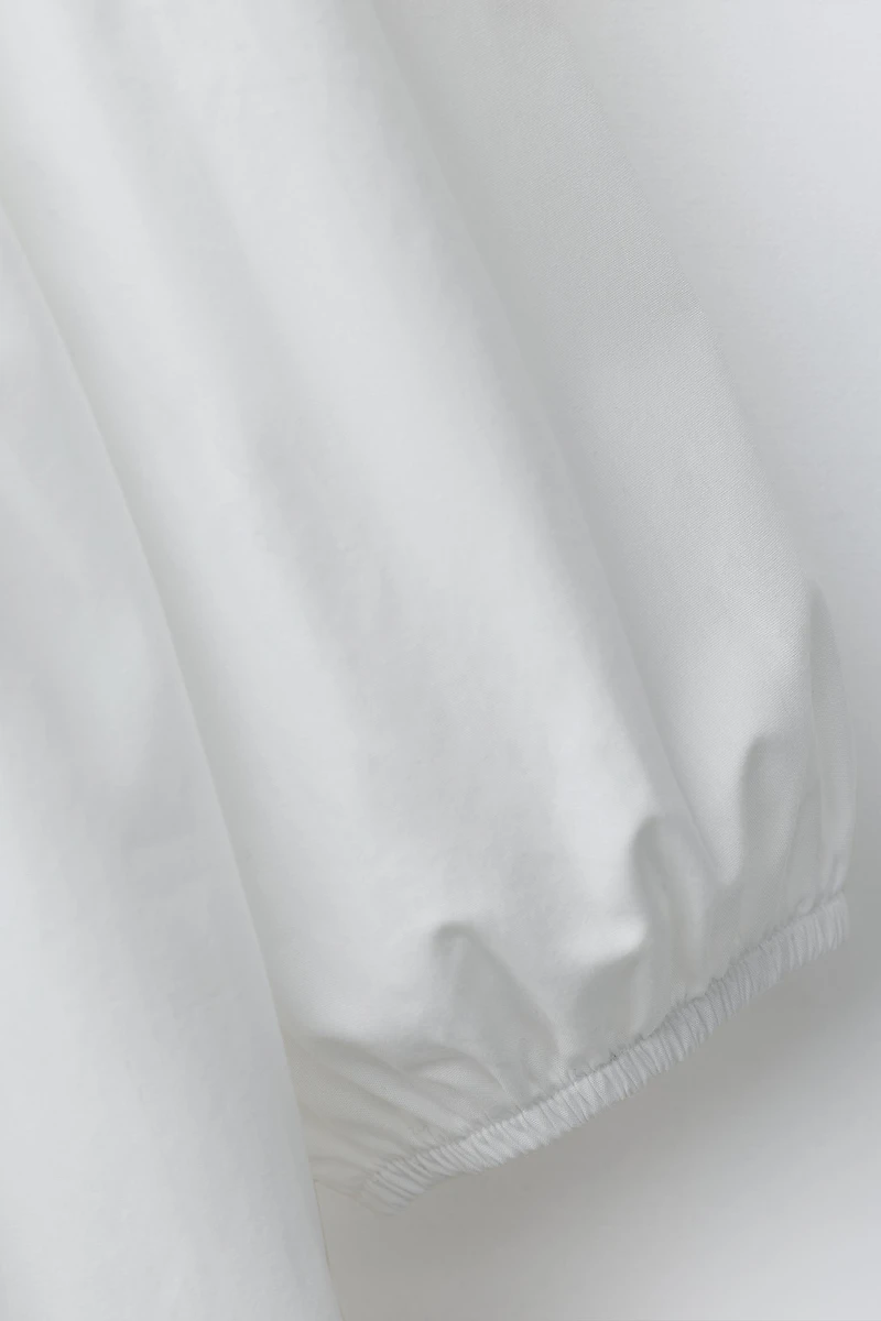 EMBROIDERED POPLIN PETER PAN COLLAR DRESS