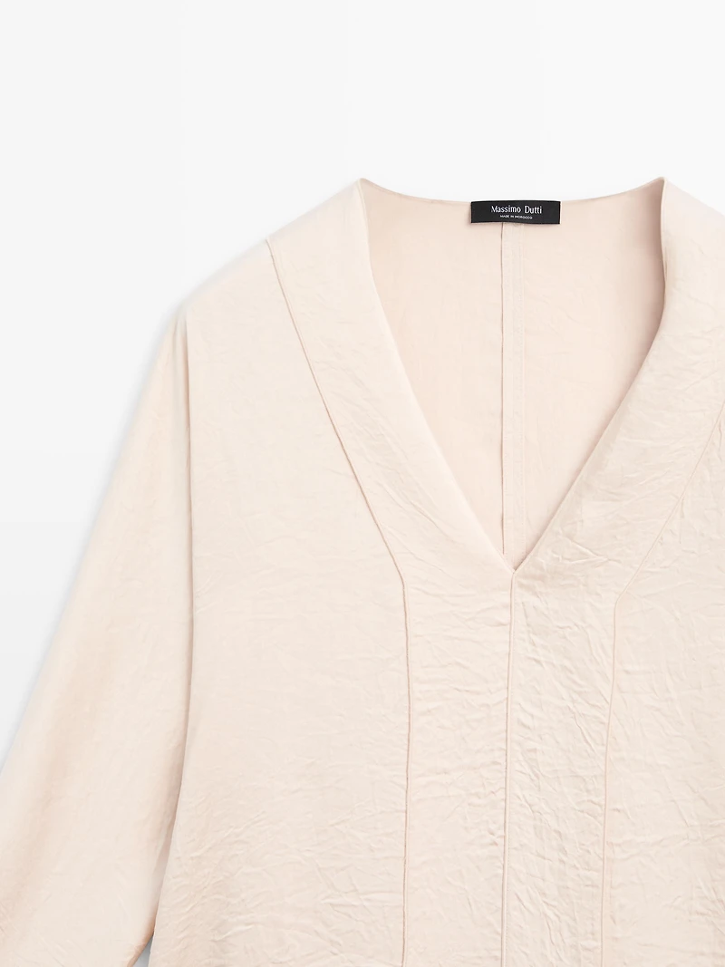 Satin V-neck blouse