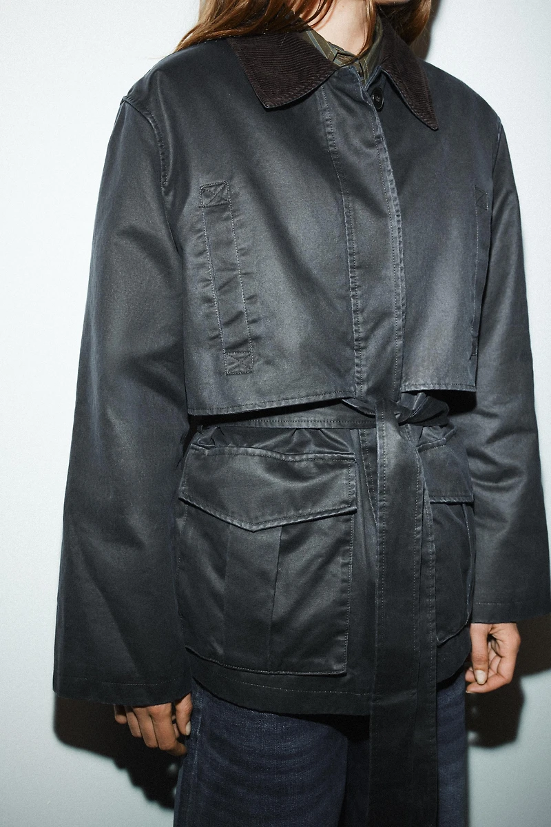 WAXED PARKA WITH CORDUROY COLLAR