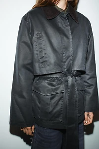 WAXED PARKA WITH CORDUROY COLLAR