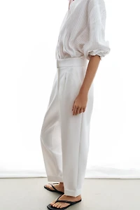 PLEATED CUFFED HEM PANTS