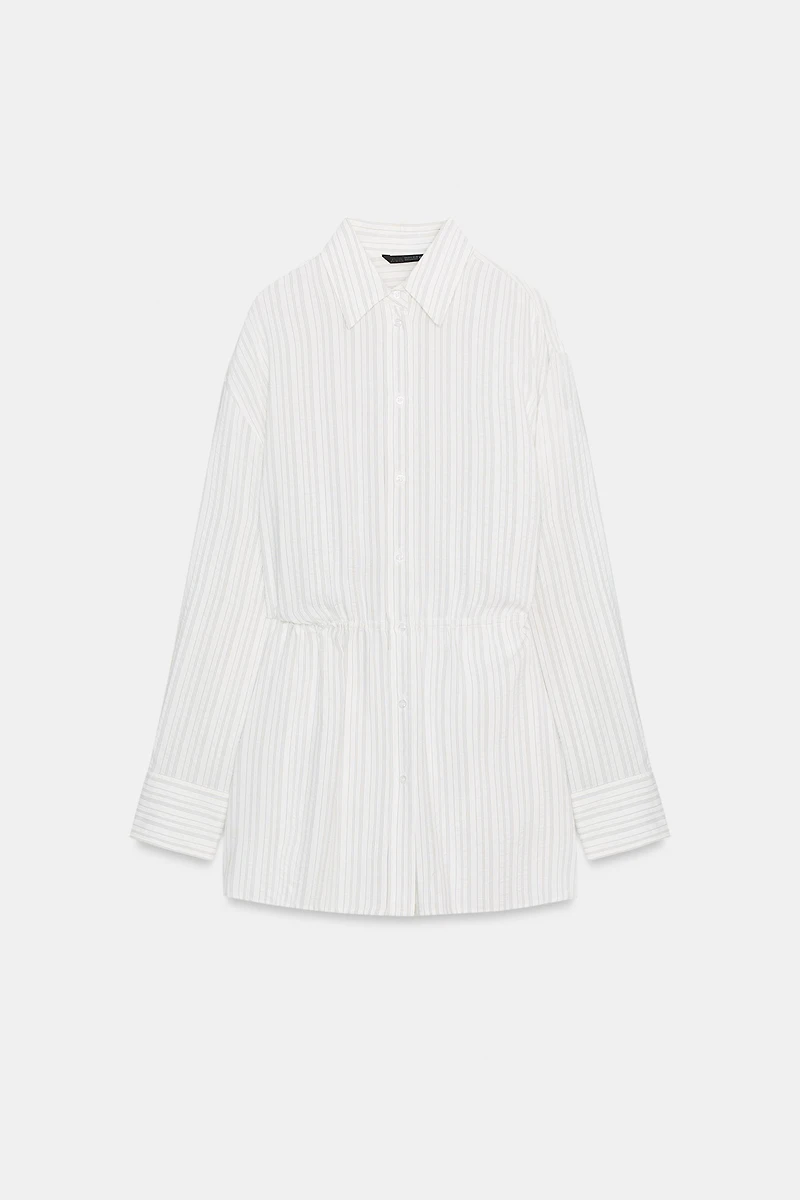 CHEMISE LONGUE À RAYURES AVEC CEINTURE