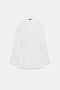 CHEMISE LONGUE À RAYURES AVEC CEINTURE